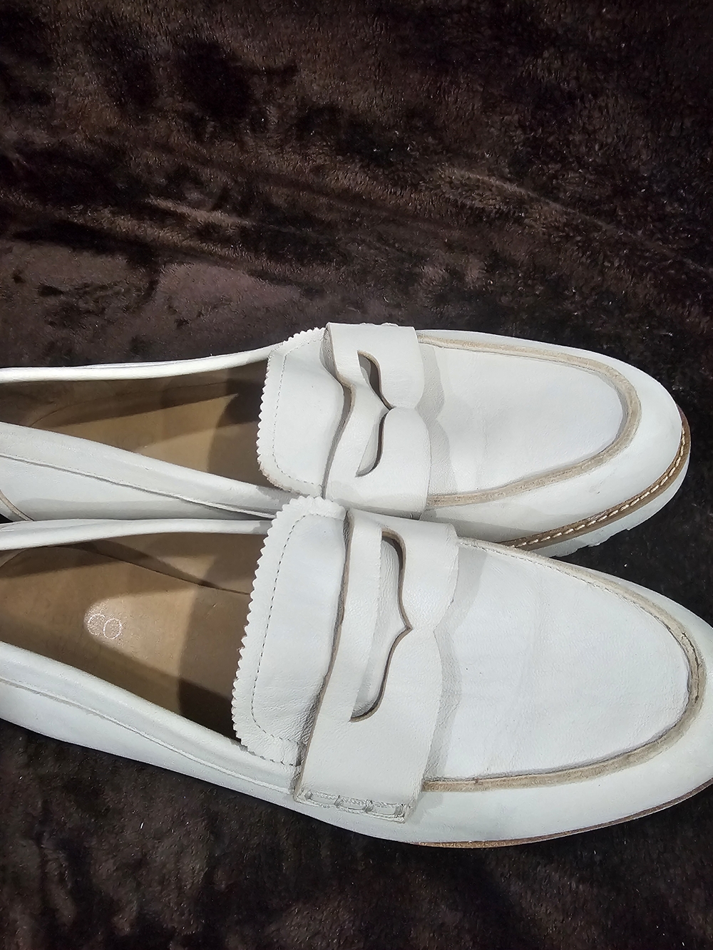 Franco Sarto White Leather Penny Loafers